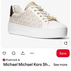 Michael Kors White and Gold Platform Sneakers